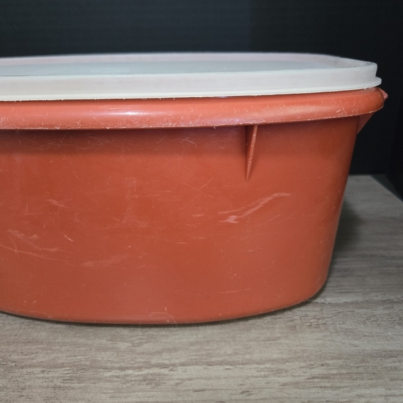 Orange Storage Container with White Lid - Picture 3 of 10